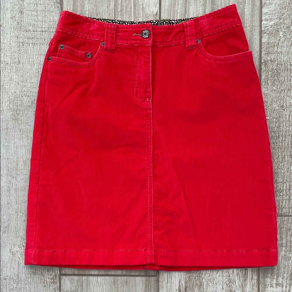 Boden bright red corduroy skirt, size 6, EUC